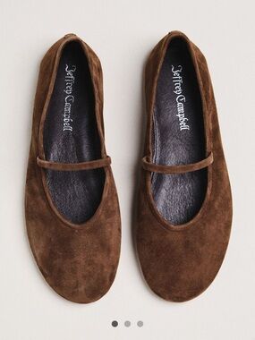 NEW Jeffrey Campbell Dancerina Brown Suede Mary Jane Flats with Strap 7.5